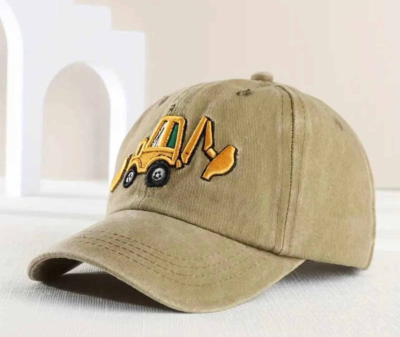 Adjustable coffee colour boys excavator washed baseball cap