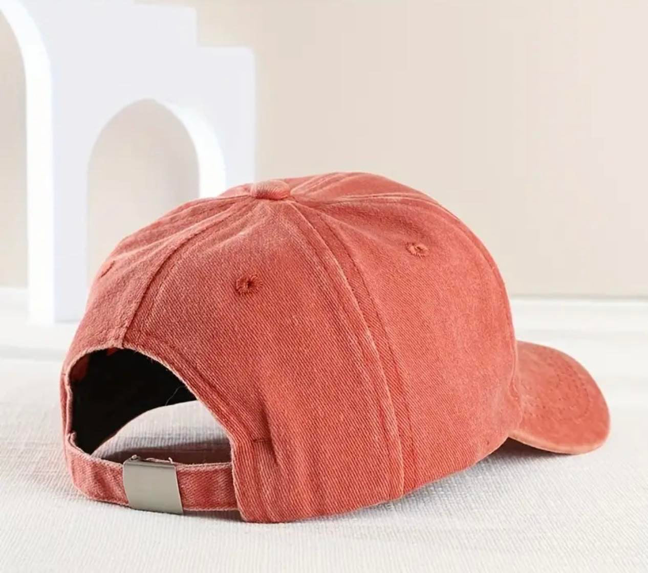 Red retro excavator baseball cap for children back of the hat