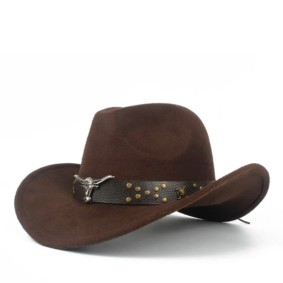 Close-up of the Dakota Rancher wool hat, showing the elegant Outback Fedora shape and high-quality wool material.