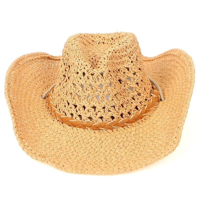 Close-up of the Tumbleweed Rancher cowboy hat, featuring a durable straw material and sun protection design.