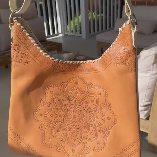 Boho-chic Sienna Mandala Leather Tote video